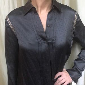 Kay Unger  black blouse with bead embellishments